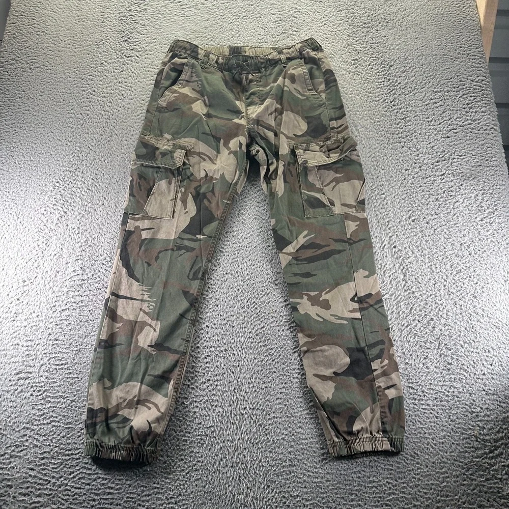 Wrangler Pant Boys XL Green Cotton‎ Camouflage Cargo Jogger Tapered Stretch Army
